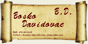 Boško Davidovac vizit kartica